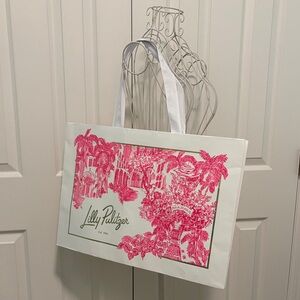 New Lilly Pulitzer 65th Anniversary Toile Palm Beach Shopping Bag Extra Large.
